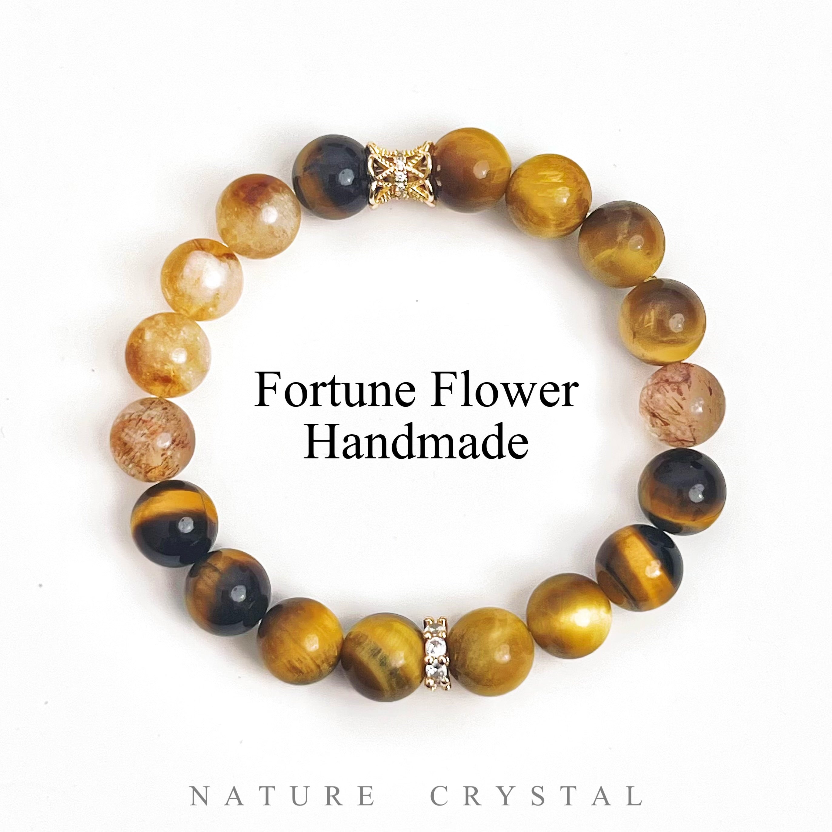 Tiger's Eye, Citrine Pyramid, Black Gold Super Seven – Original Design Crystal Bracelet, Like a Wealthy Bloom, Effortless Beauty and Prosperity