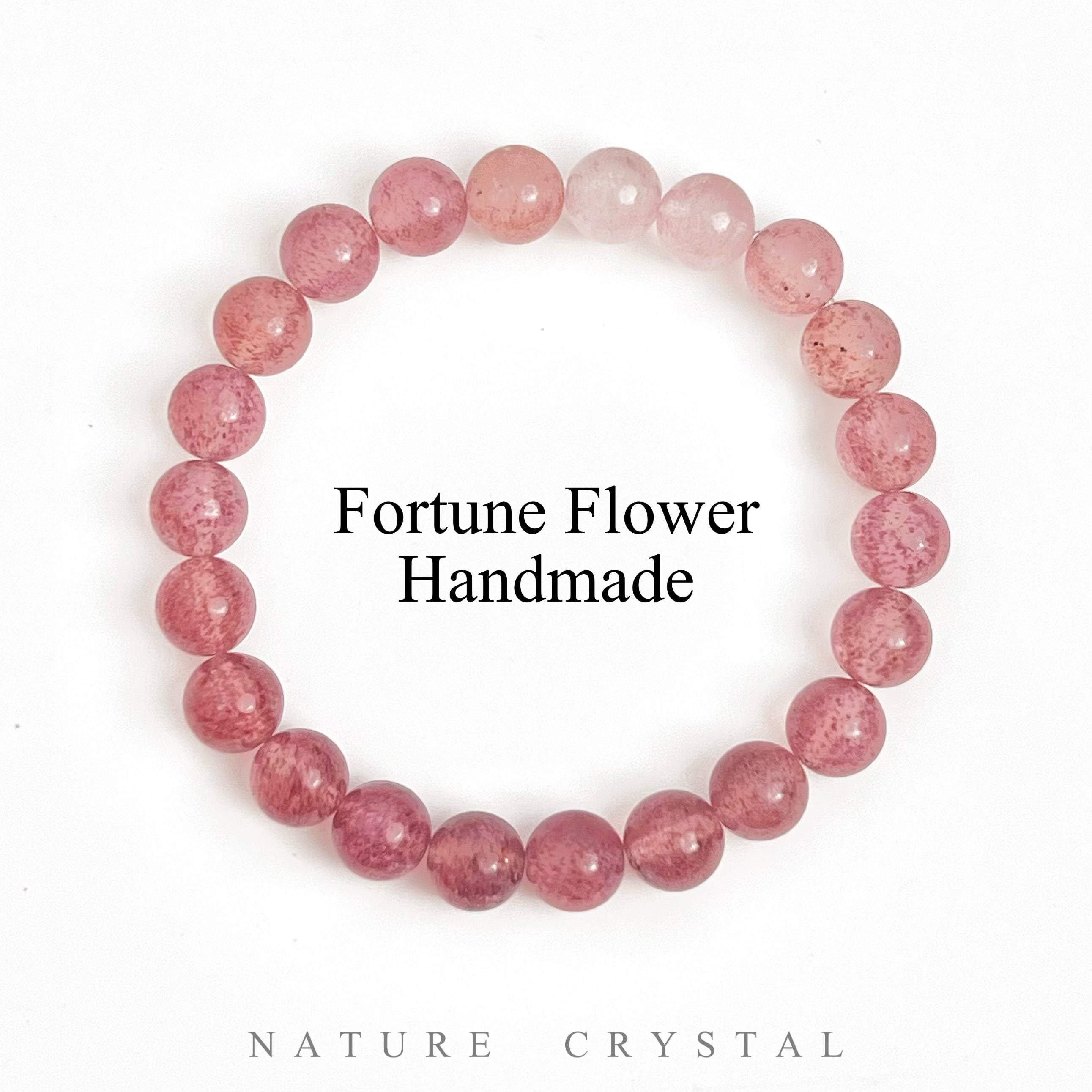Gradient Strawberry Quartz, Original Design Crystal Bracelet – Activates Heart Chakra, Enhances Relationships, Brings Wealth and Love, Fosters Happiness