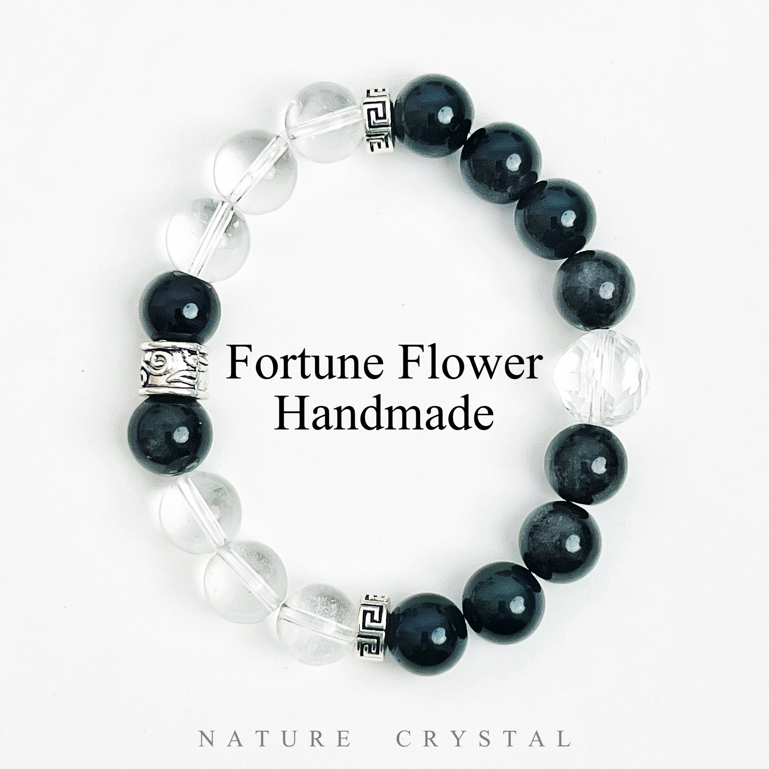 Obsidian with Clear Quartz, Original Design Bracelet – Minimalist and Elegant, Twin Crystals, Complementary Energies