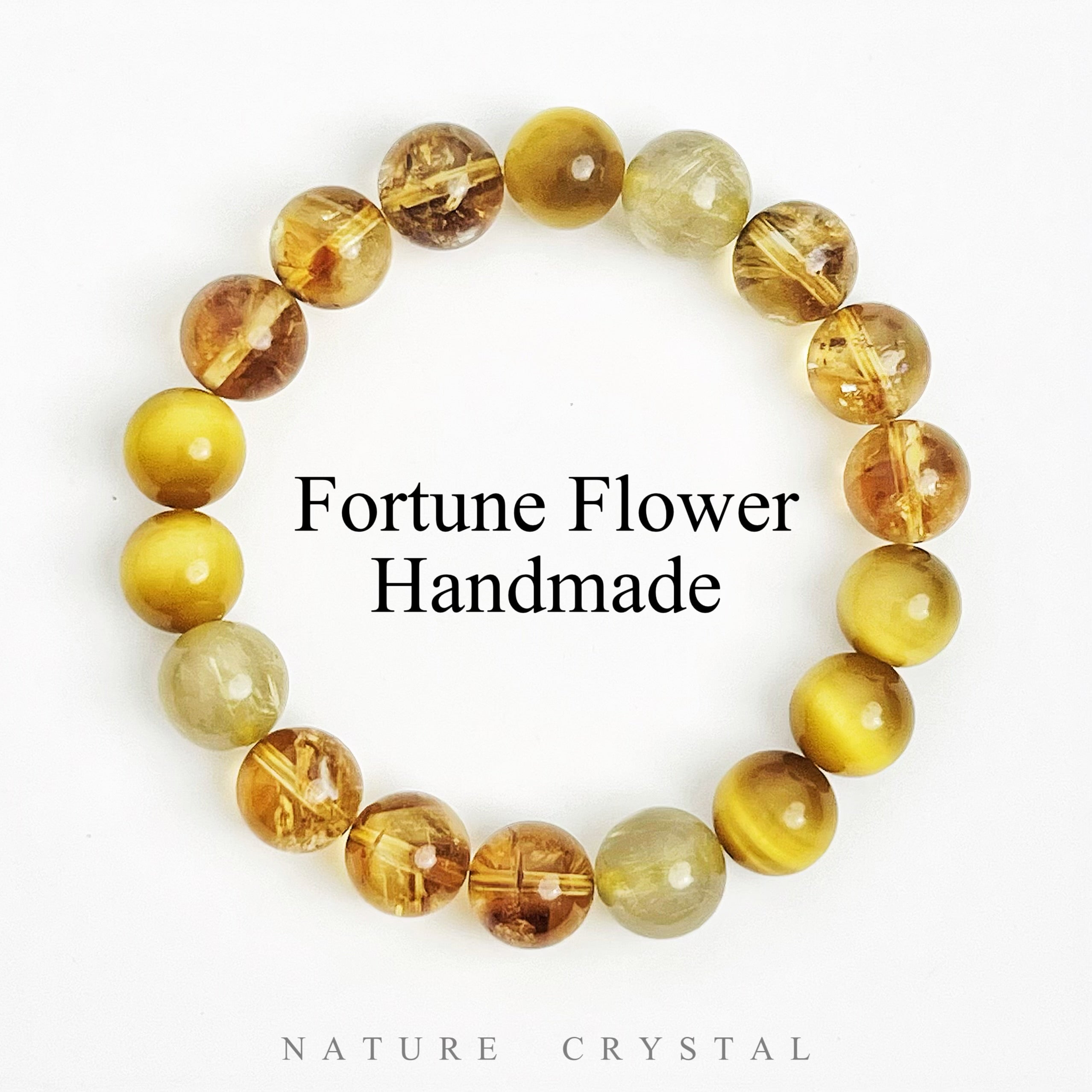 Yellow Tiger's Eye, Citrine Pyramid, Rutilated Quartz – Original Design Bracelet, Abundant Wealth-Attracting Energy, Filled with Prosperity