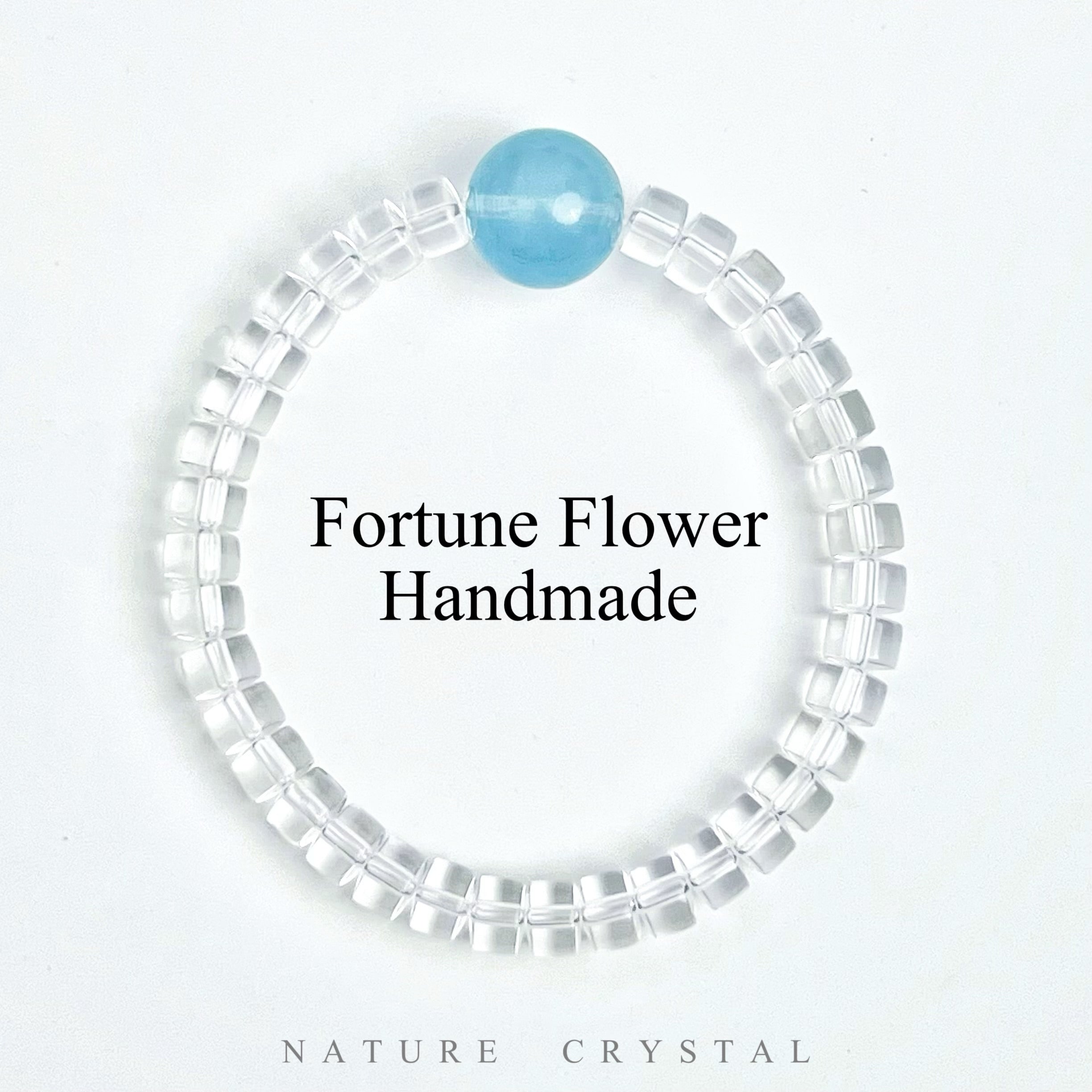 Cylindrical Clear Quartz, Aquamarine – Original Crystal Design Bracelet, Heals Crown Chakra, Brings Purity, Balance and Strength, Calming and Healing