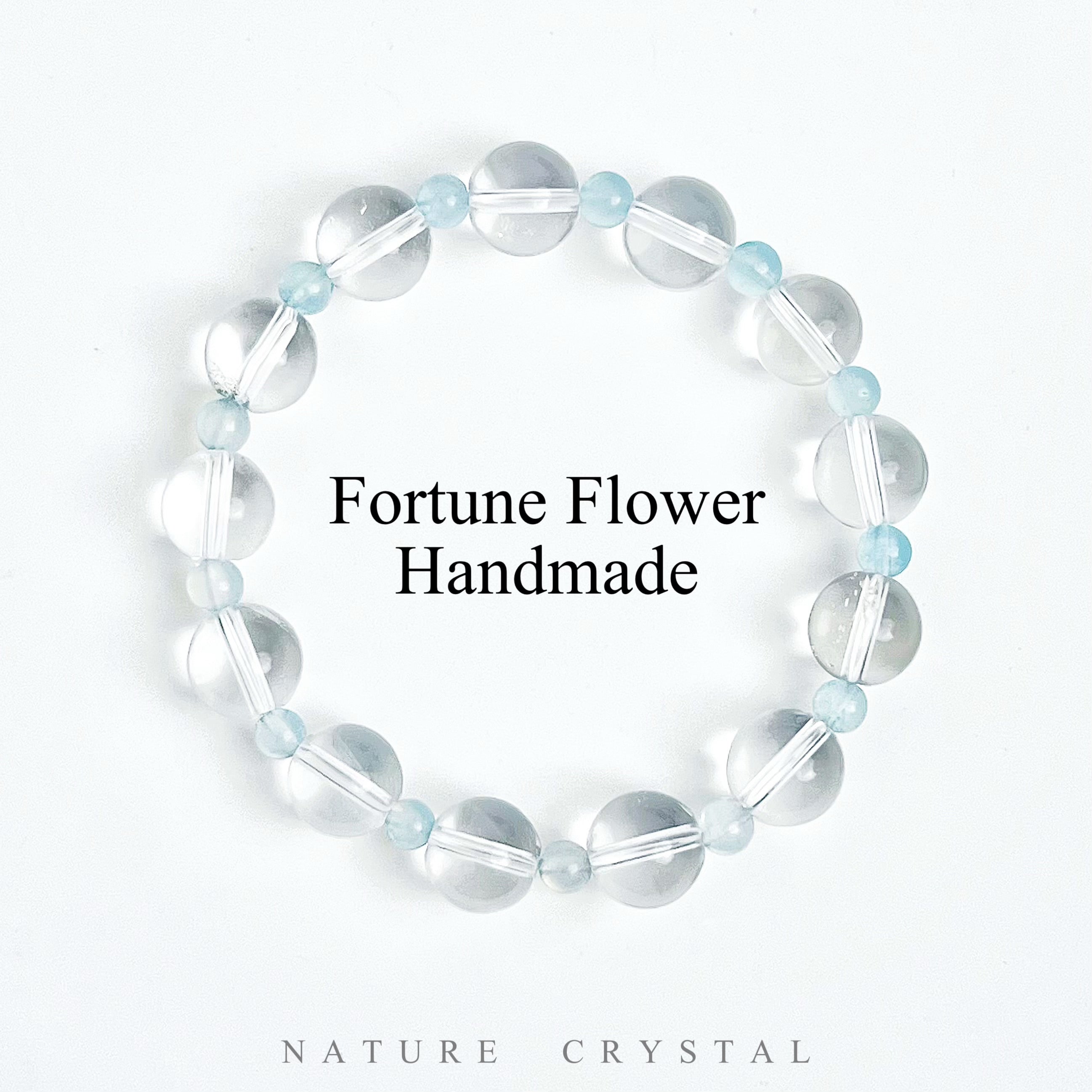 Clear Quartz, Aquamarine – Original Crystal Design Bracelet, Aligns with Crown Chakra, Eliminates Negative Energy, Returns to Life's Original Purity