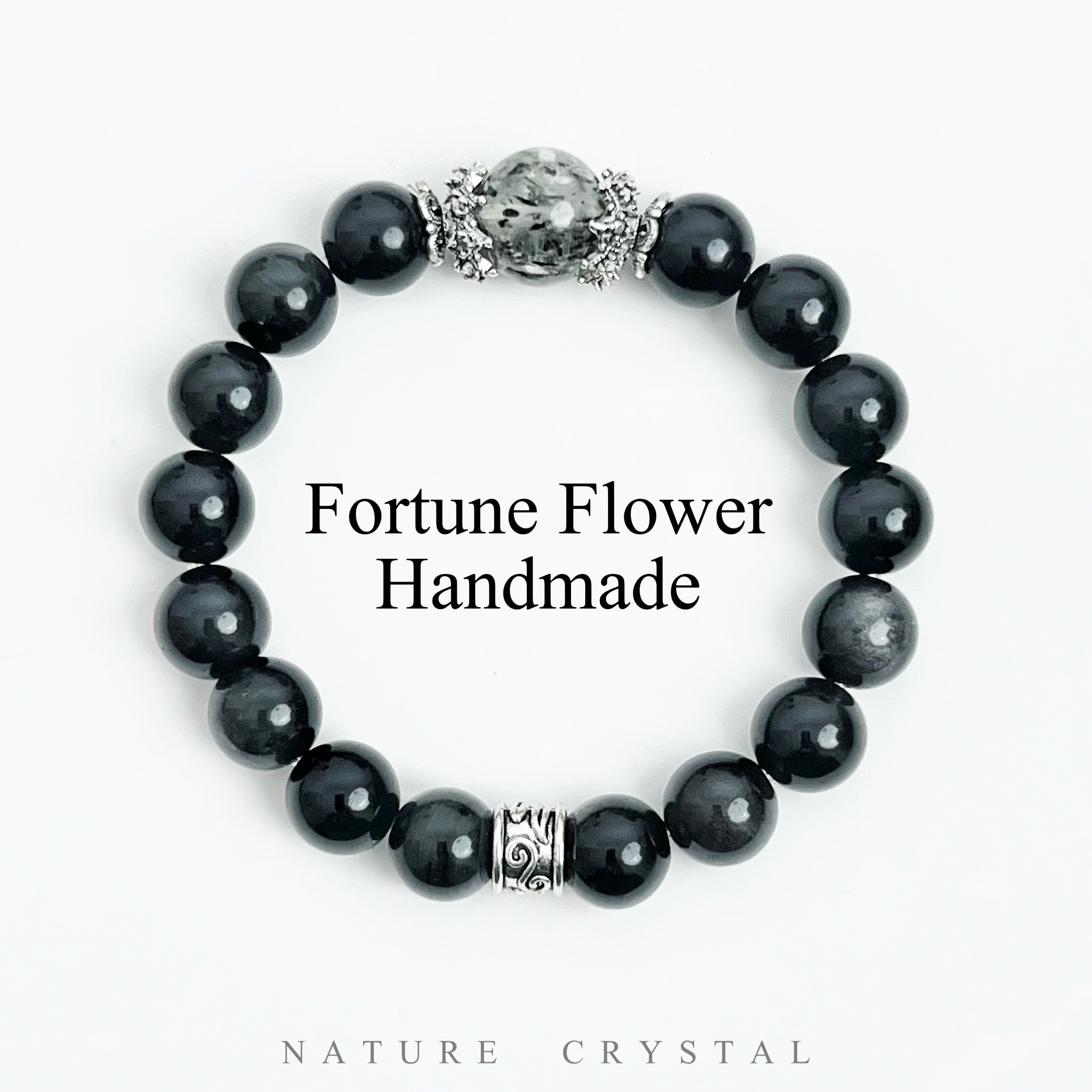 Obsidian, Black Strawberry Quartz – Original Crystal Design Bracelet, Like a Black Warrior, Breaks Obstacles, Clears Aura, Your Exclusive Guardian General