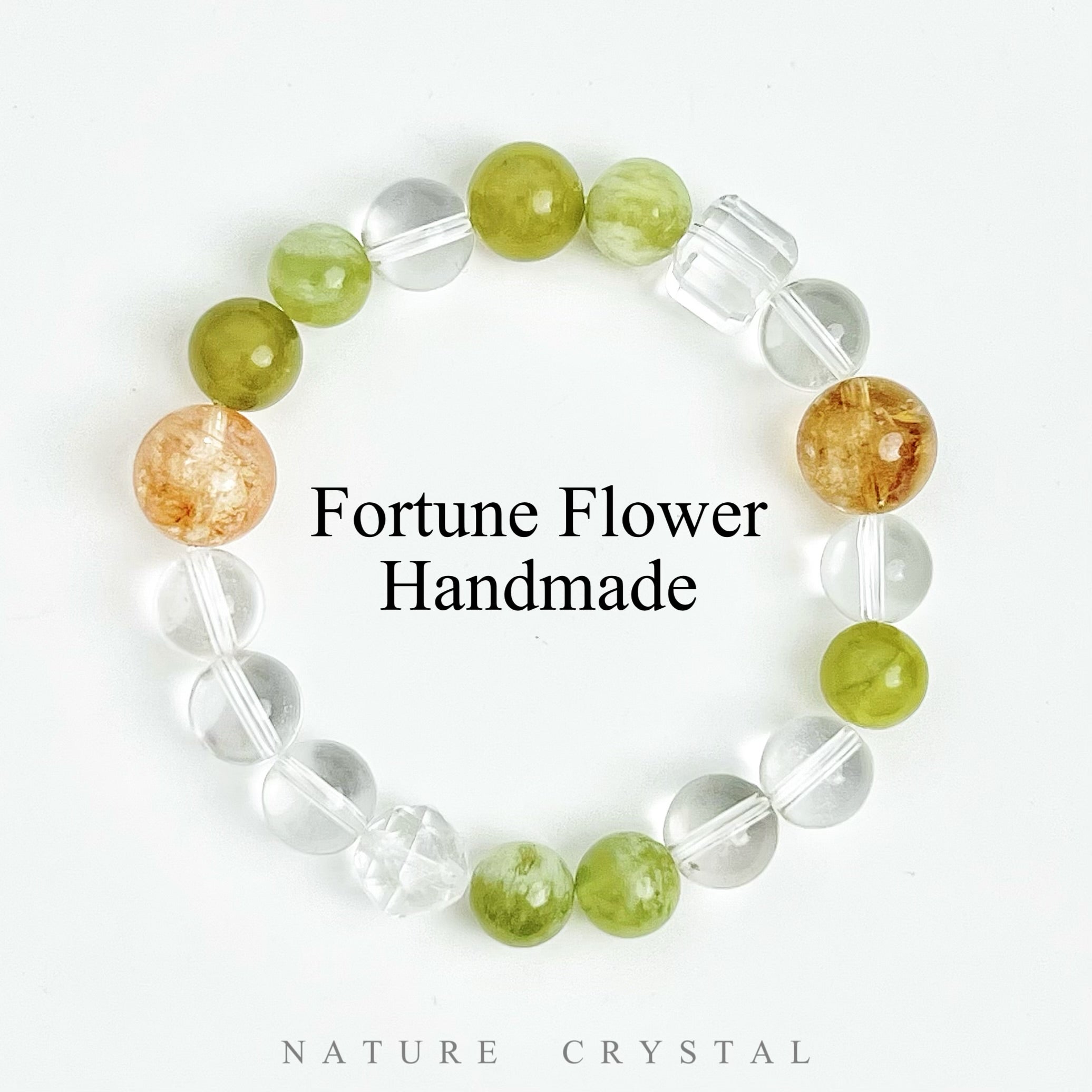 Clear Quartz, Serpentine, Red Rutilated Quartz, Citrine Pyramid – Original Design Bracelet, Purifies Negative Energy, Maintains Peaceful Mind, Promotes Better Health