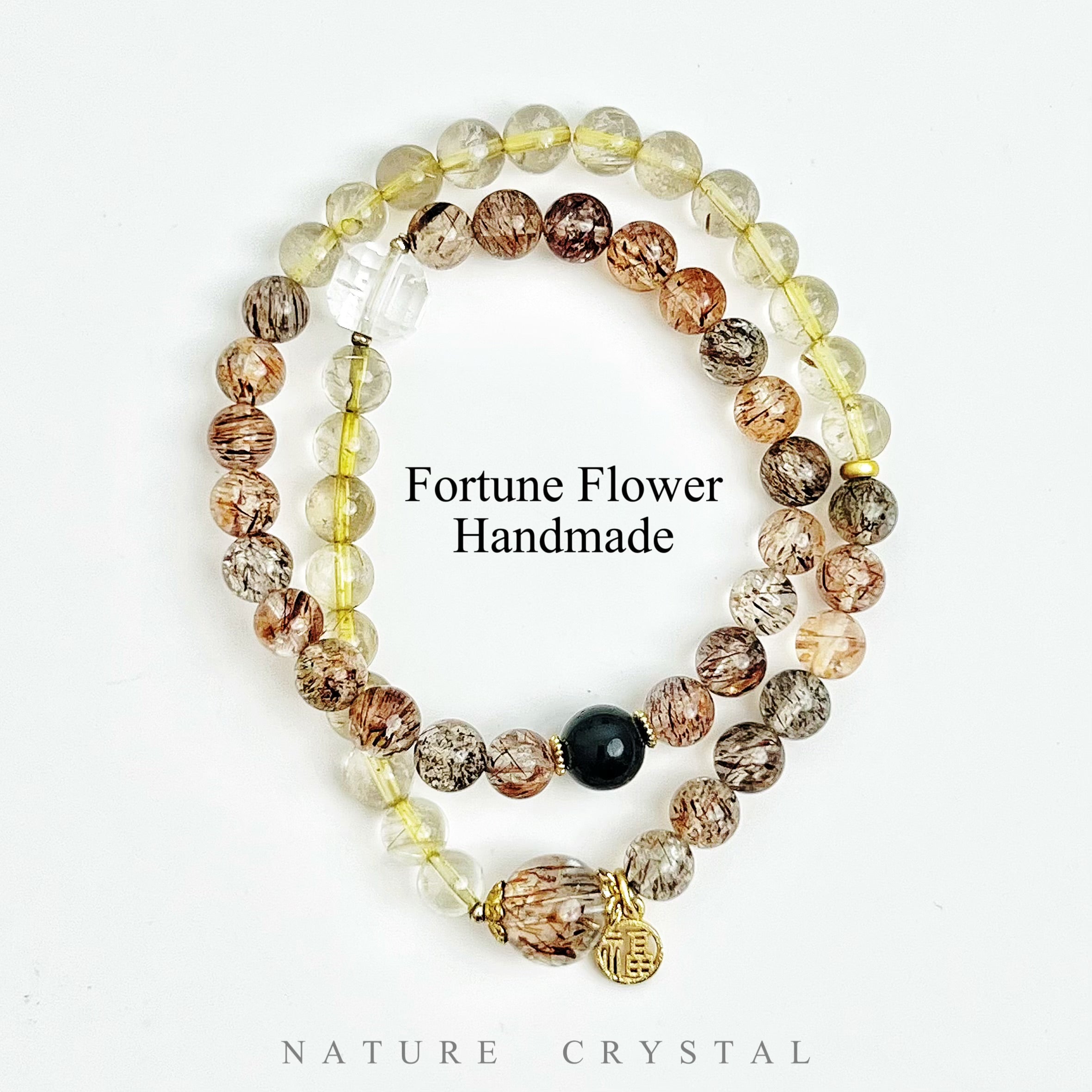 Black Gold Super Seven, Rutilated Quartz, Obsidian – Original Crystal Design Bracelet, In the Golden Era, a Dazzling Interweave of Wealth and Energy