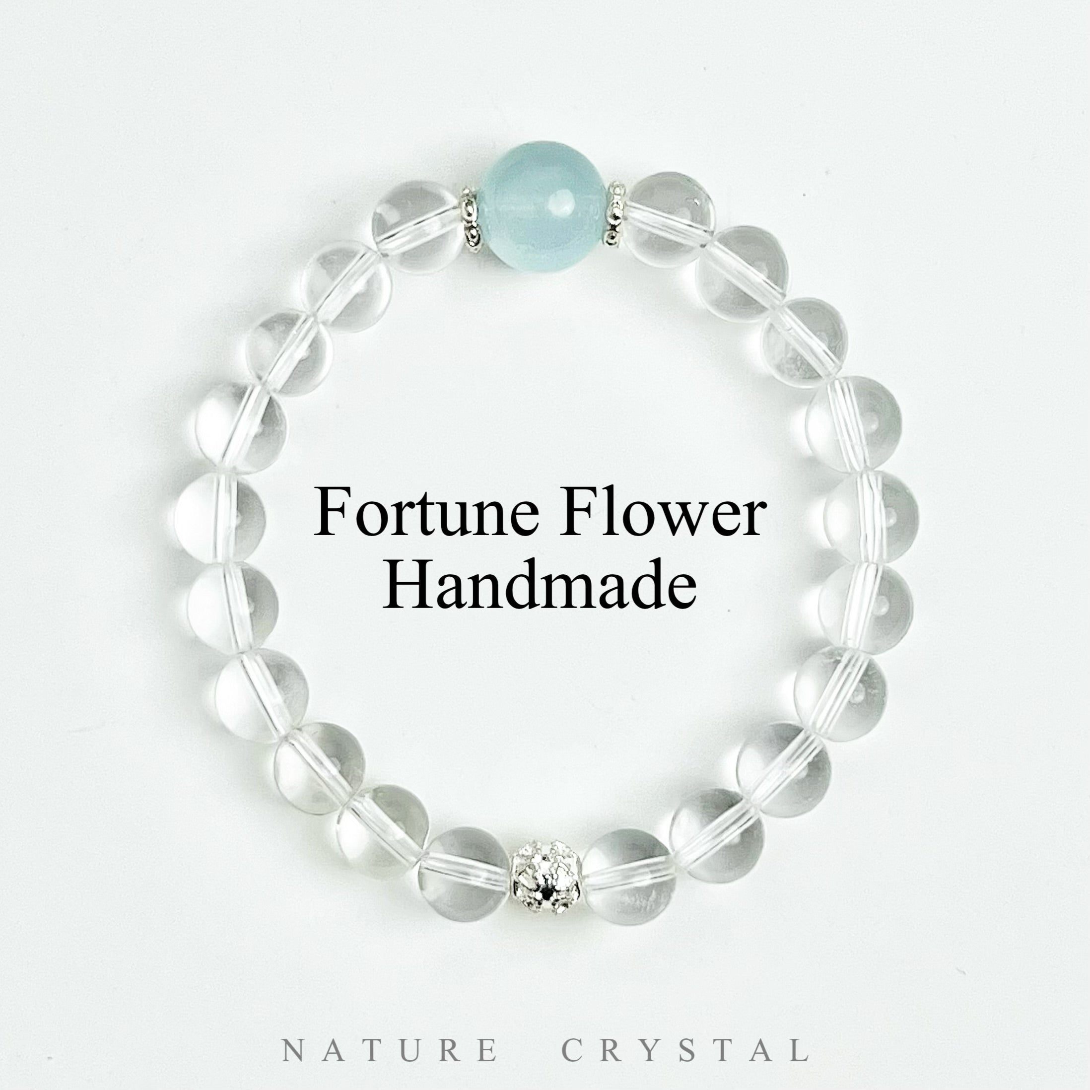 Clear Quartz, Aquamarine – Original Crystal Design Bracelet, Pure White Waves, Wash Away Gloom and Misfortune, Bring Smooth Sailing