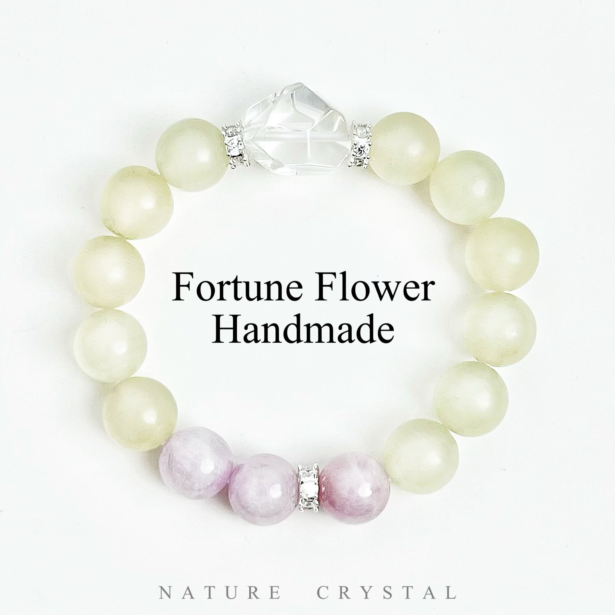 Green Calcite, Kunzite, Clear Quartz – Original Crystal Design Bracelet, Fall for the Macaron Color Design, Heal Body and Mind, Bring Luck Blessed with Tenderness