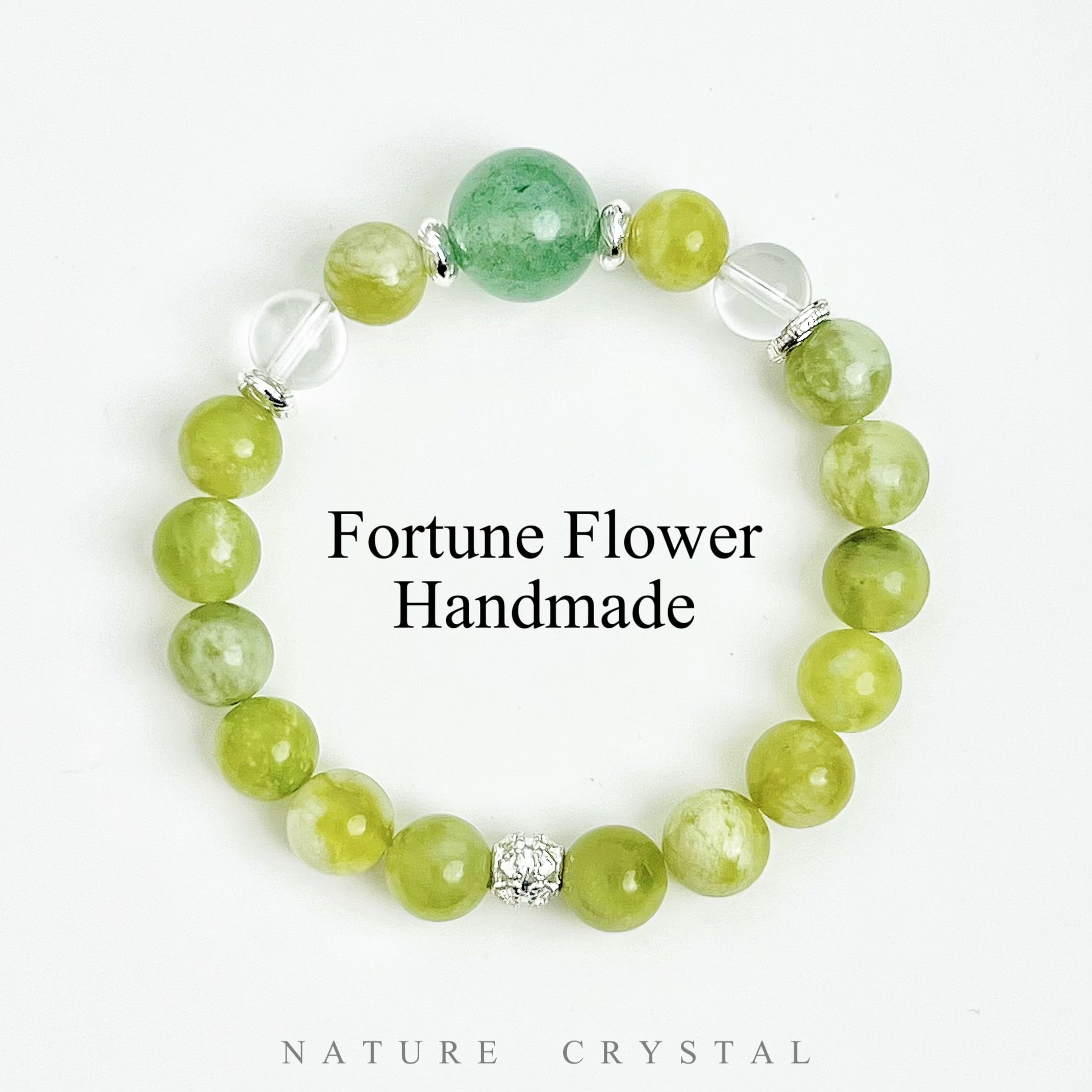 Serpentine Jade, Green Strawberry Quartz, Clear Quartz-Original Crystal Design Bracelet, Gentle and Lovely, Calm Without Ostentation, Balances Energy, Offers Auspicious Protection, Promotes Health