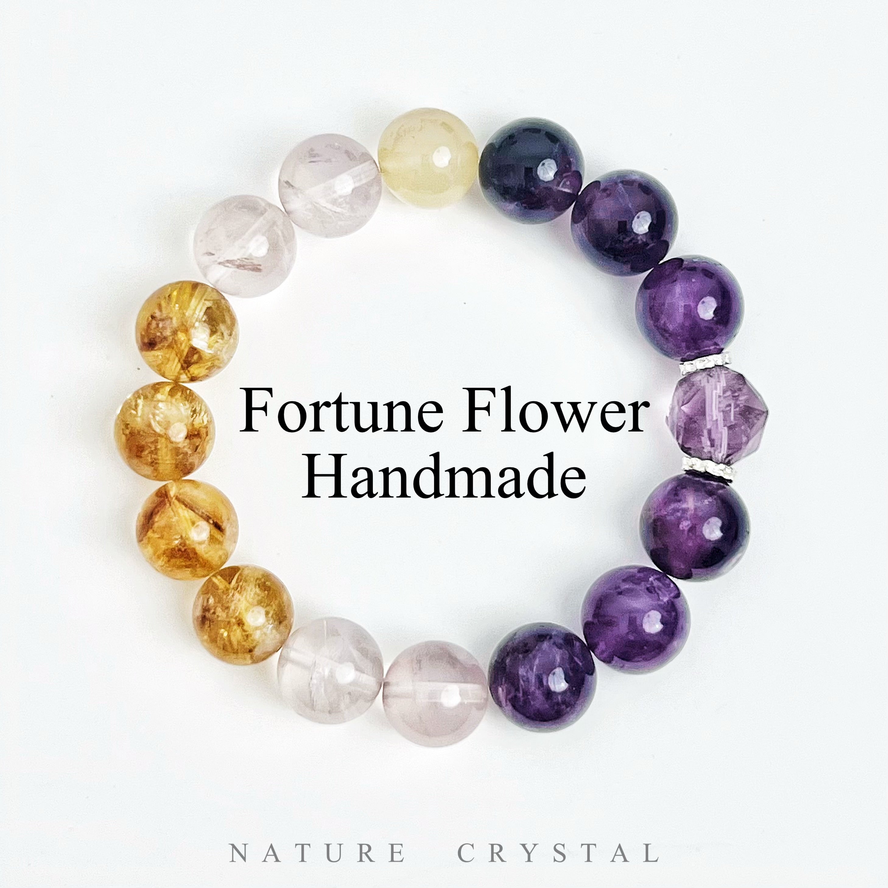 Amethyst, Rose Quartz, citrine pyramid, golden healer – Original Crystal Design Bracelet, Balances Energy, Heals Emotions, Rich Elegance and Dignity