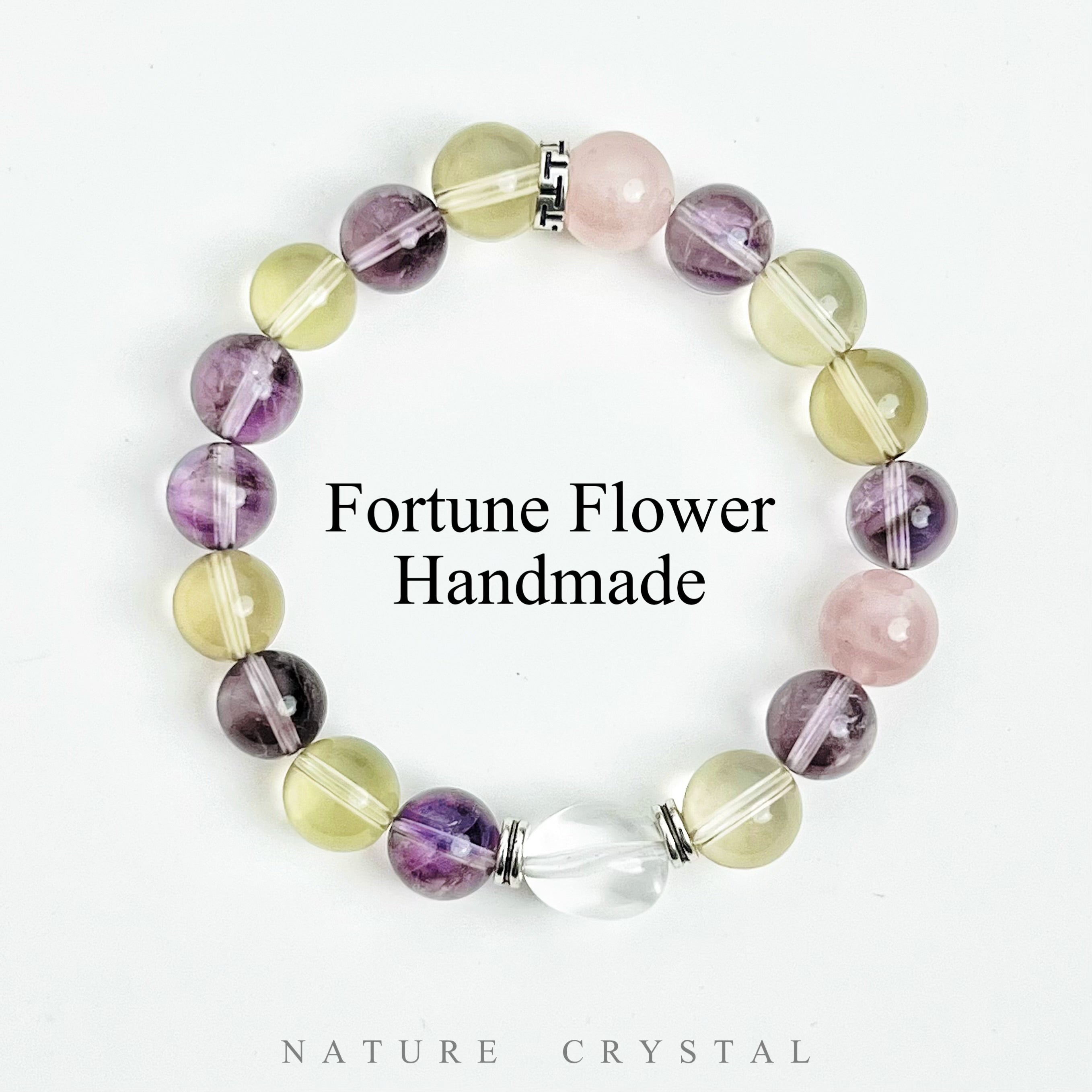 Citrine, Lavender Amethyst, Rose Quartz, Clear Quartz – Original Crystal Design Bracelet, Classic Prosperity Blend for Career, Eases Hesitation, Brings Positive Mood, Fosters Career Success