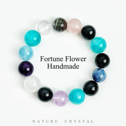 Amazonite, Obsidian, Rose Quartz, Green Phantom, White Phantom, Amethyst, Aquamarine, Kyanite – Original Crystal Design Bracelet, Representing the Most Beautiful Things in Life
