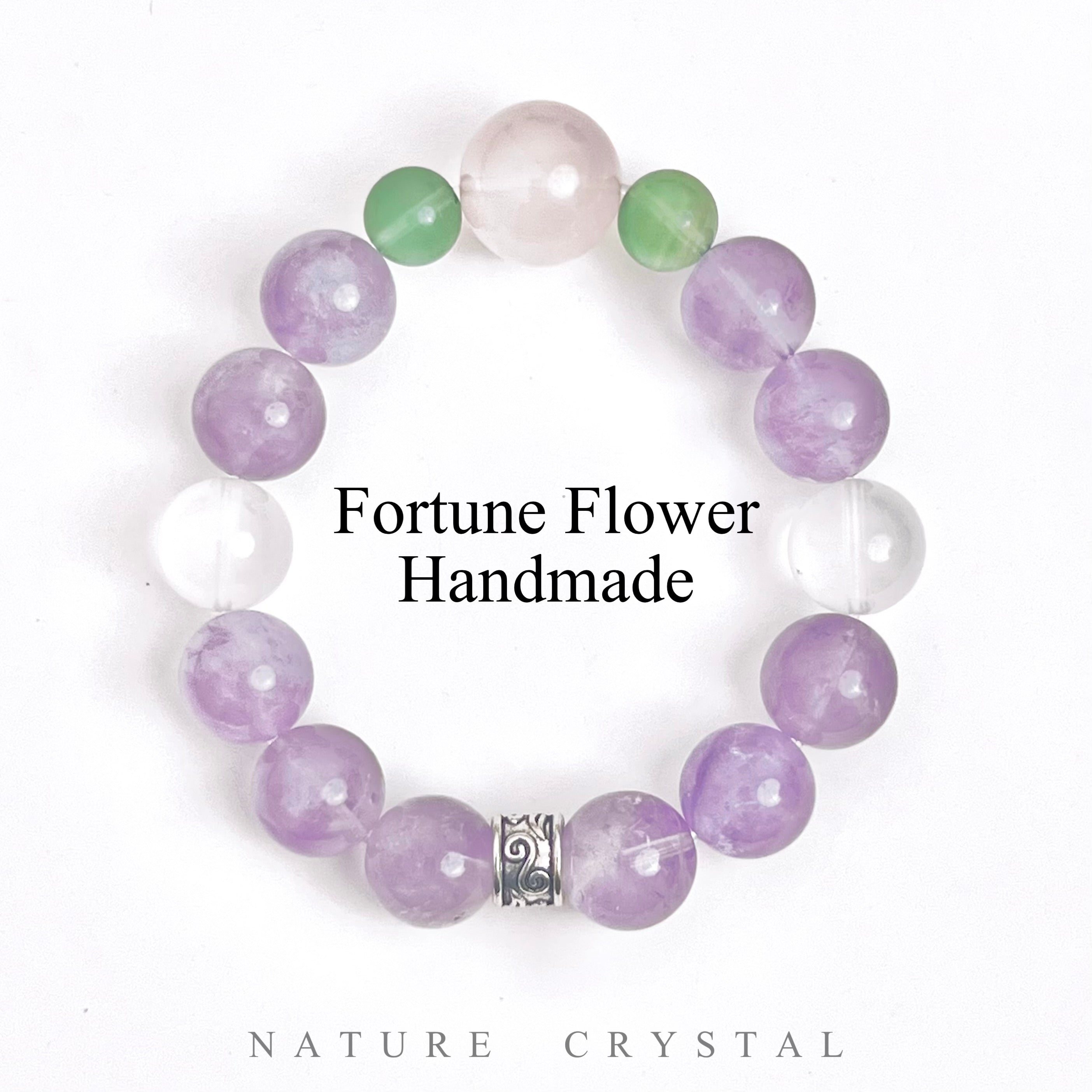 Amethyst, Rose Quartz, Green Fluorite – Original Design Bracelet, Enhances Wisdom and Charm, Improves Fortune, Aids Healing Meditation, Boosts Energy