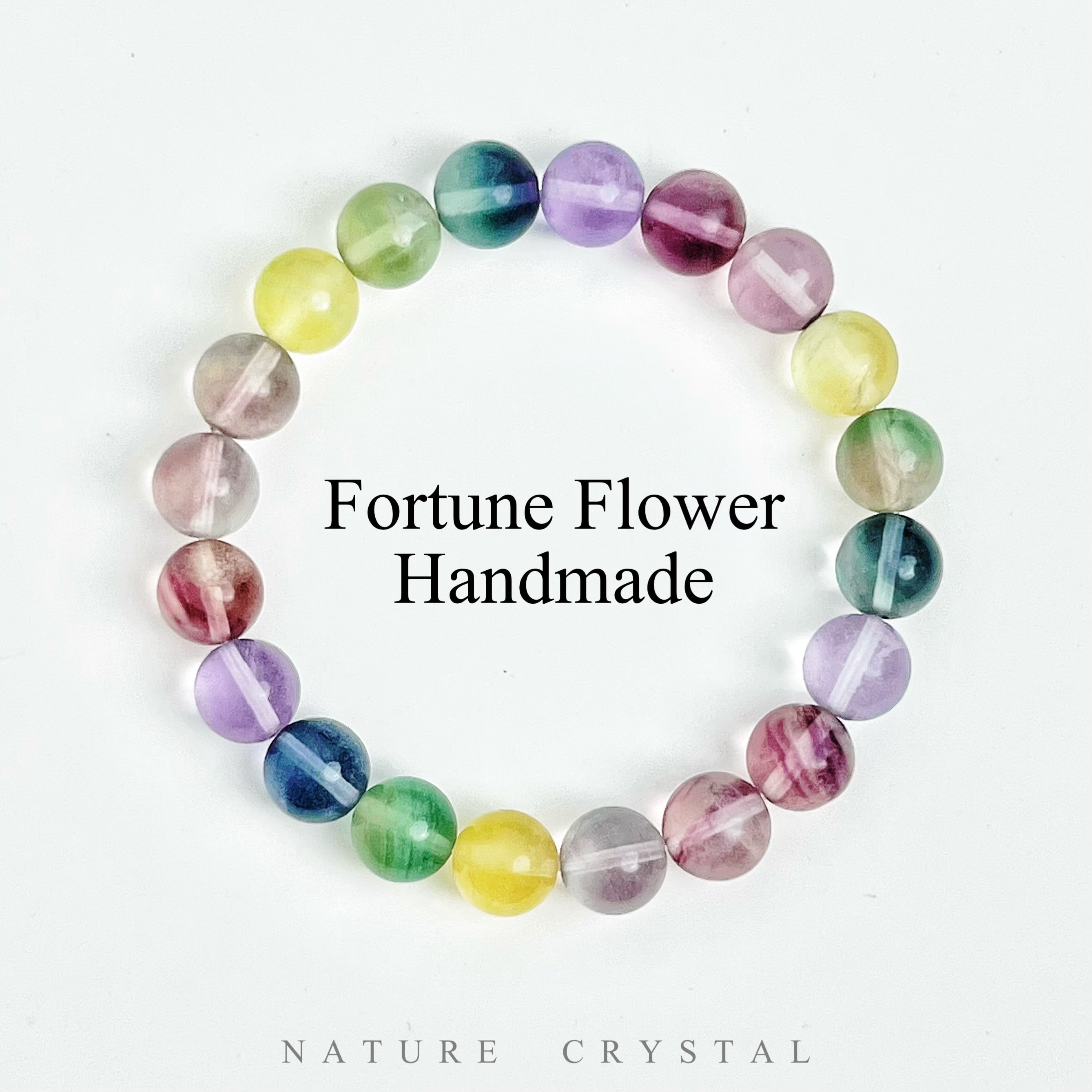 Colorful Fluorite, Original Crystal Design Bracelet – Aligns with Third Eye Chakra, Balances Energy, Activates Thinking, Fluorescent Glow Brings Fortune, Like a Rainbow on Earth