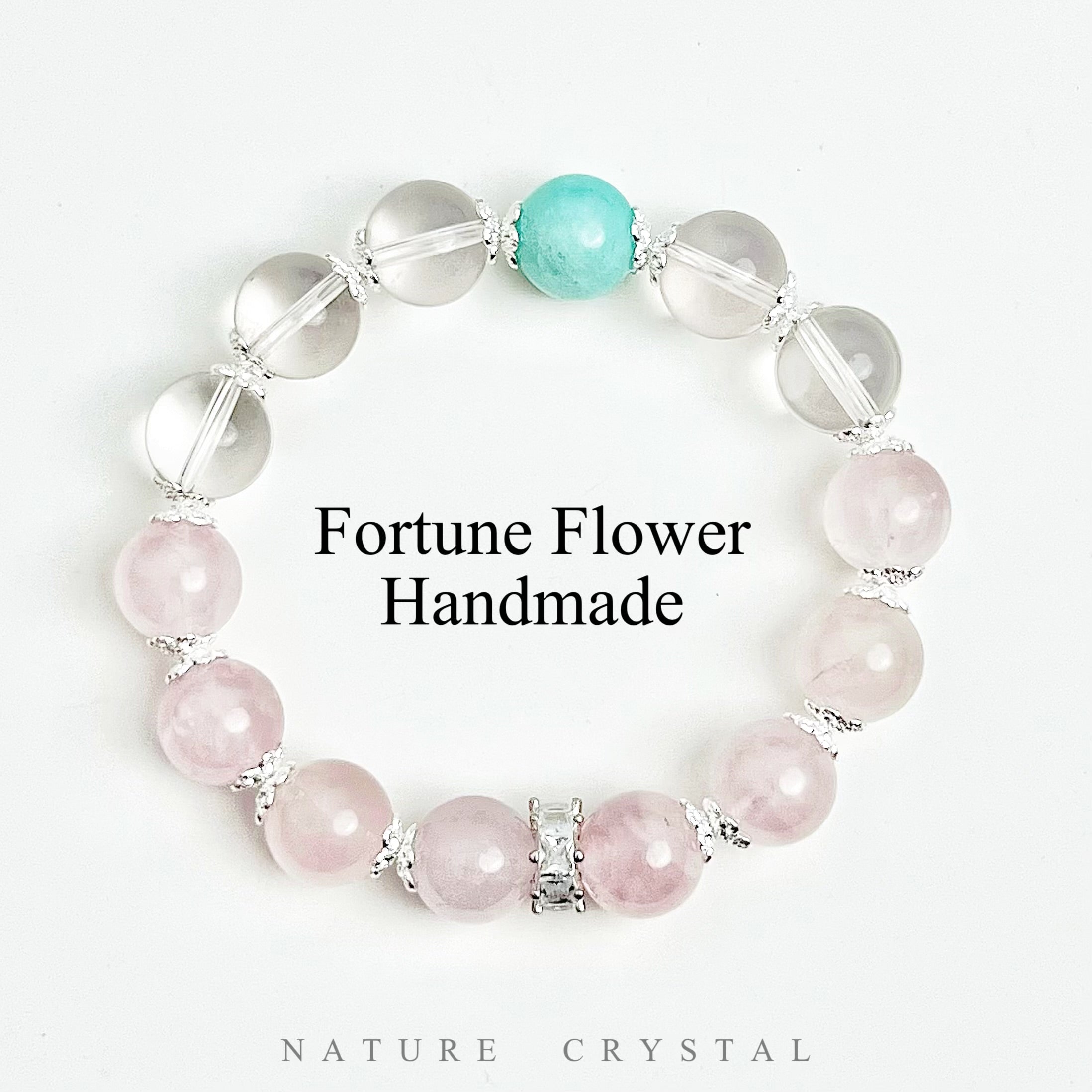 Rose Quartz, Amazonite – Original Crystal Design Bracelet, Taste of Love, Symbolizes Romance, Attracts Romance, Emits Gentle Energy