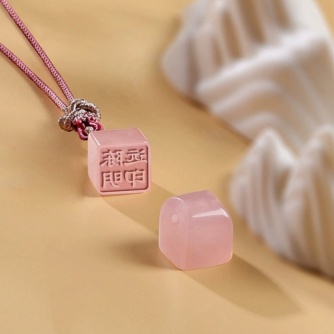 Rose Quartz Stamp Pendant