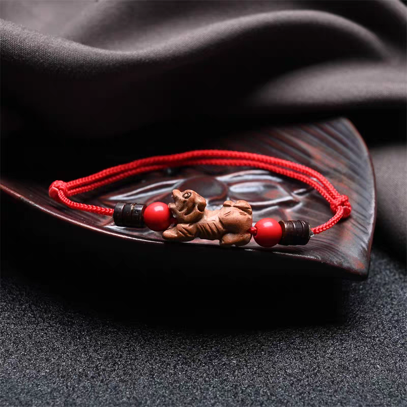 Chinese Zodiac Peach Wood Anklet