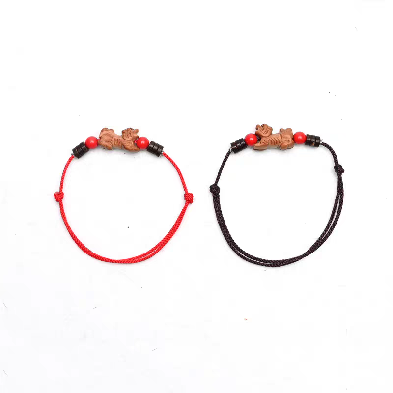 Chinese Zodiac Peach Wood Anklet