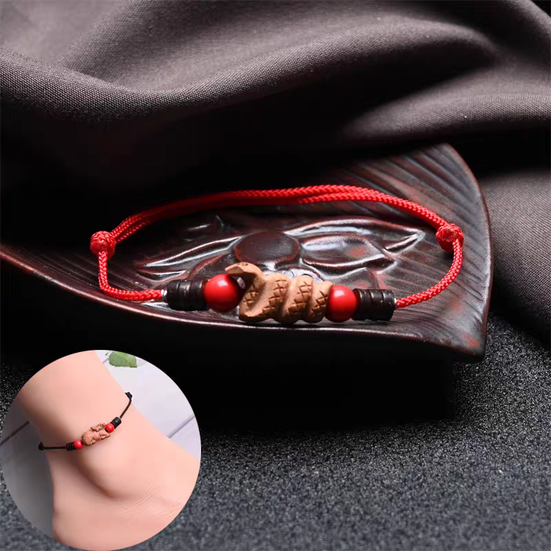 Chinese Zodiac Peach Wood Anklet